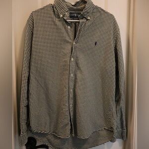 Ralph Lauren Custom Fit Button-Down Shirt – Green & White Gingham